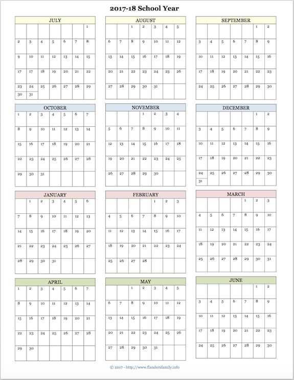 university calendar template