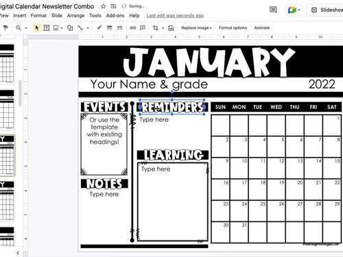 calendar month template 2025