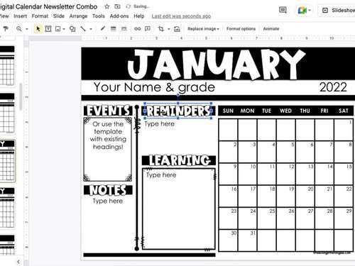calendar month template 2026