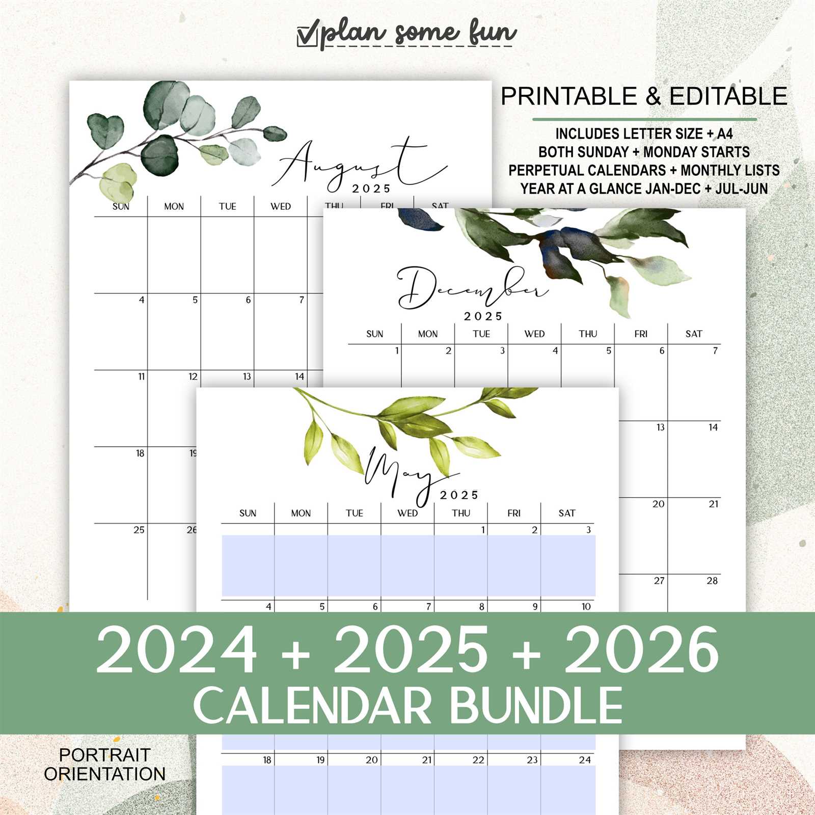 adjustable calendar template 2025