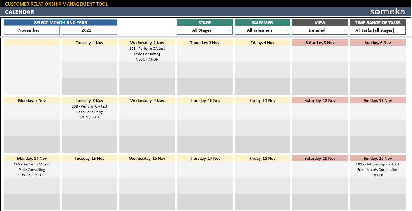 crm calendar template