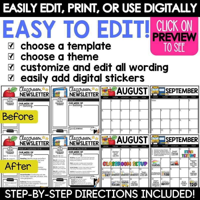 editable calendar templates free