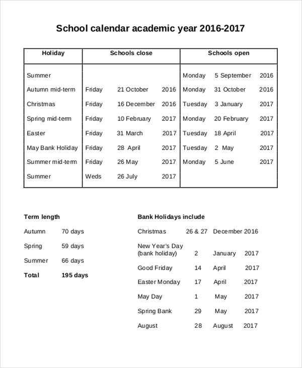 asca annual calendar template