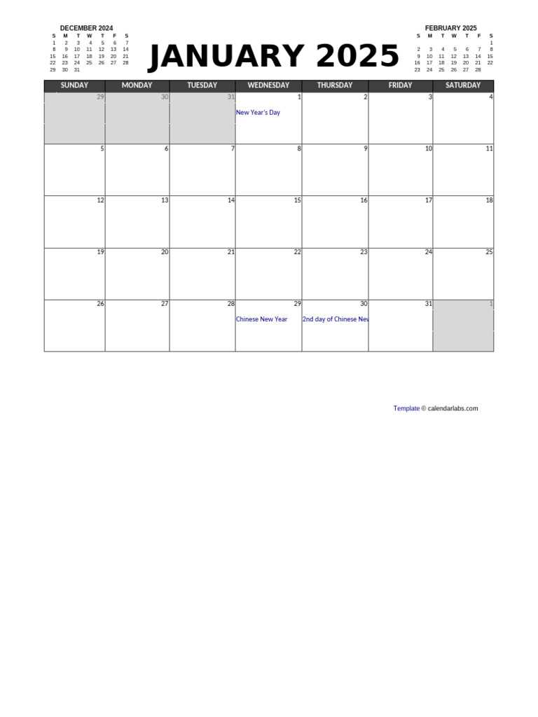 2025 calendar template calendarlabs