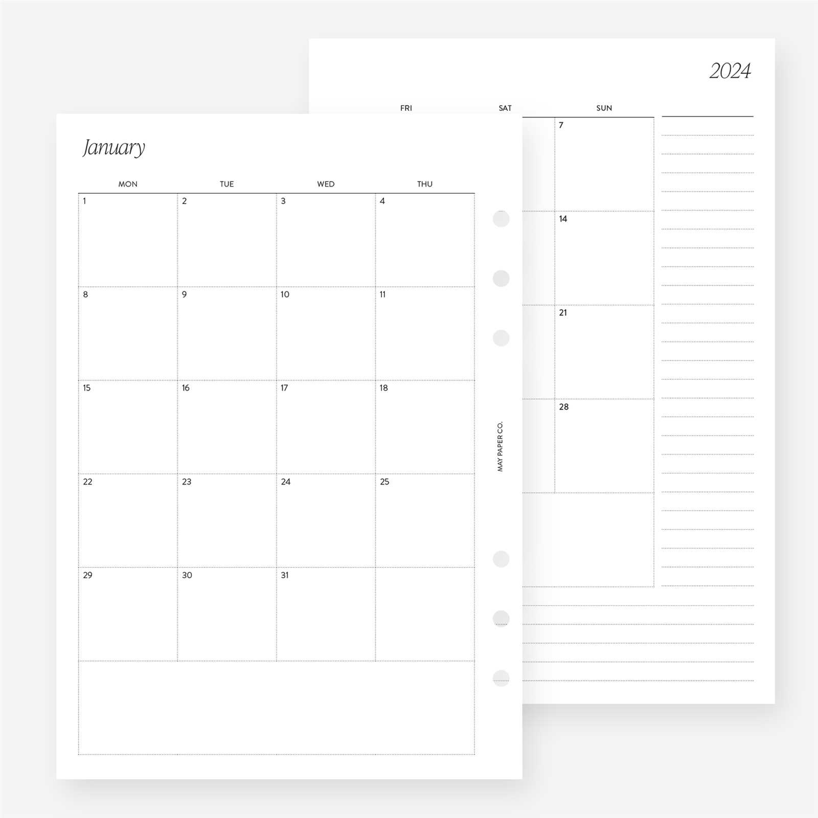 two page monthly calendar template