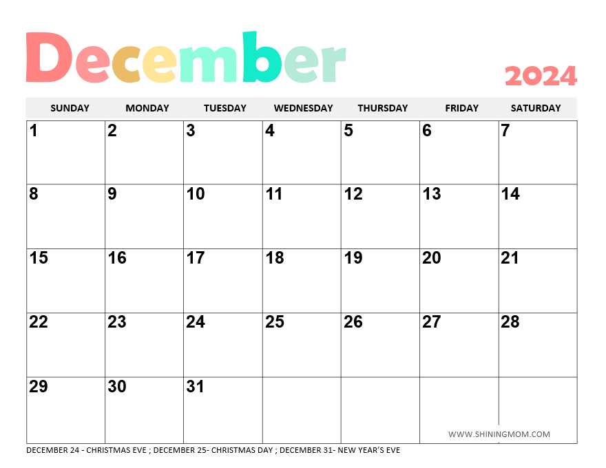 calendar december template