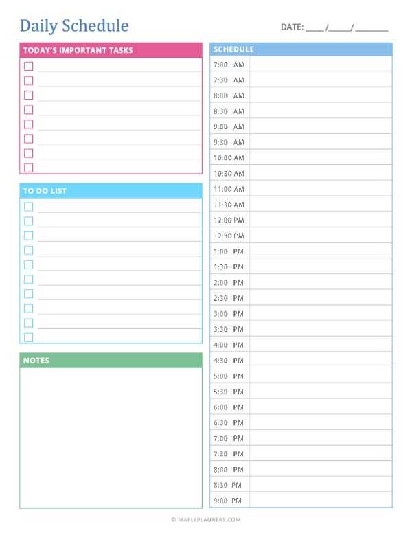 blank daily calendar template