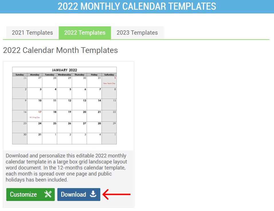 calendar docs template