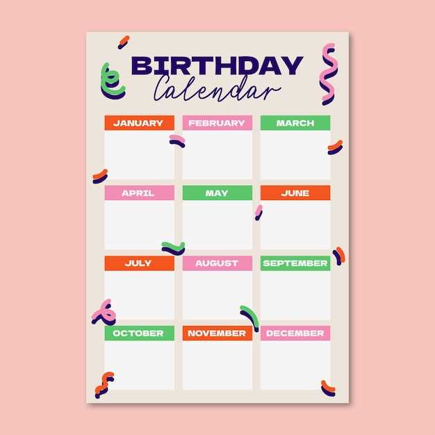 staff birthday calendar template