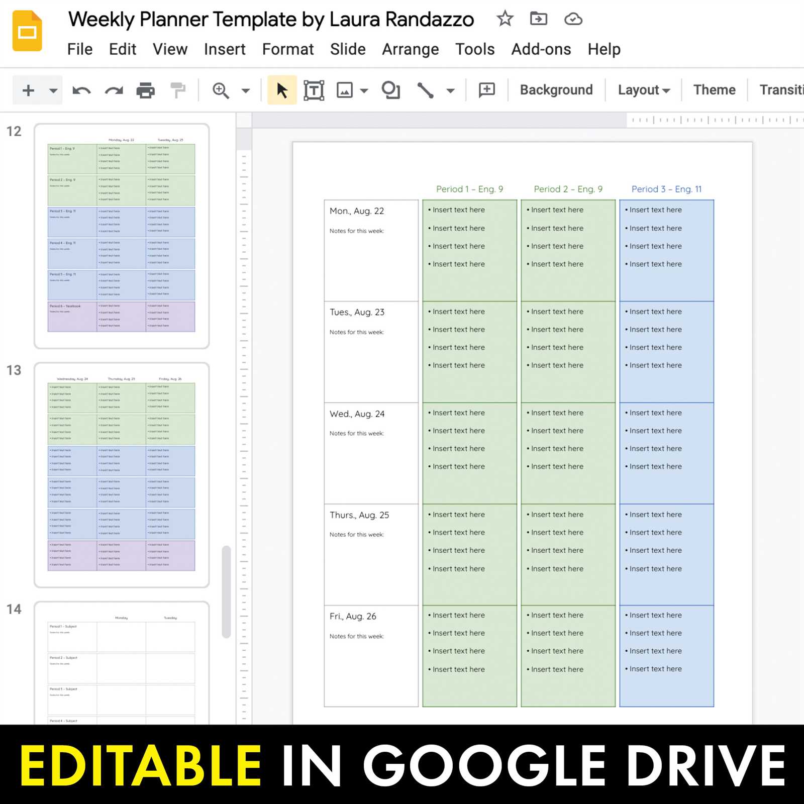 editable 2 week calendar template