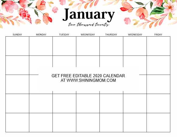 free downloadable calendar template