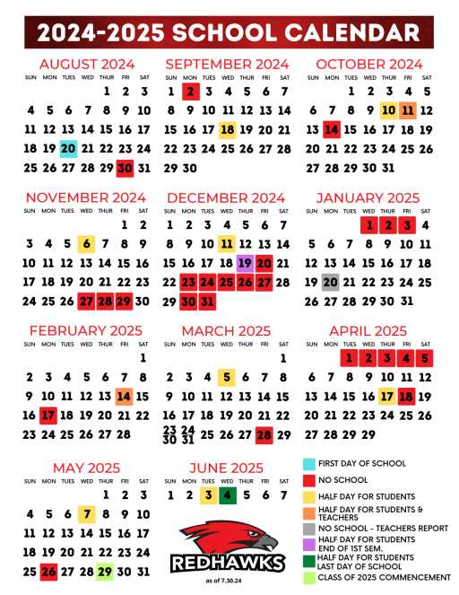 school calendar 2025 25 template