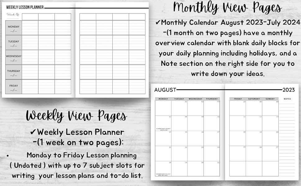 weekly lesson plan calendar template