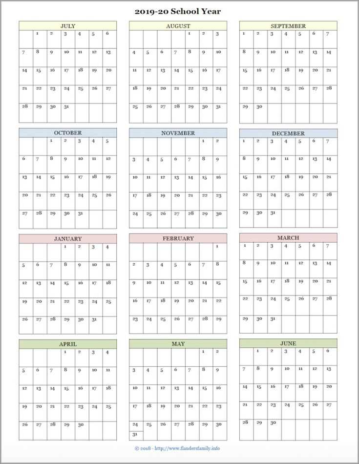 one page year calendar template