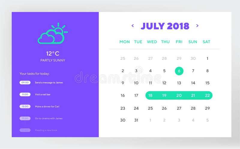 web calendar template