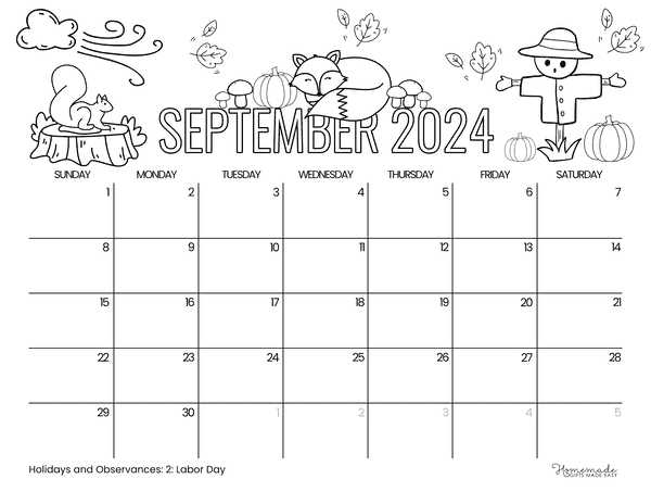 september template calendar