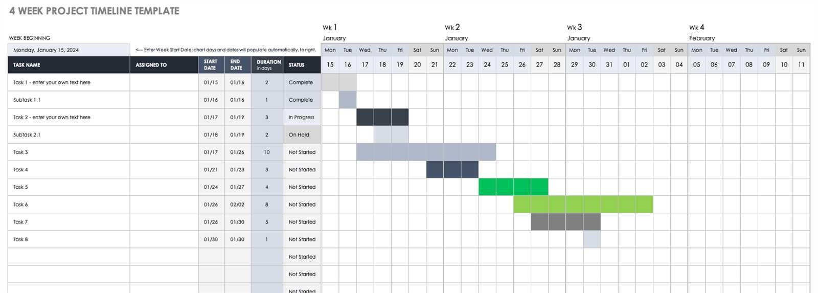 project timeline calendar template