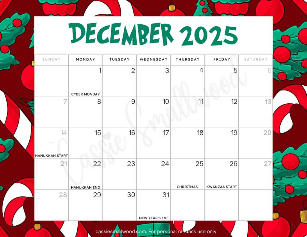 2026 holiday calendar template