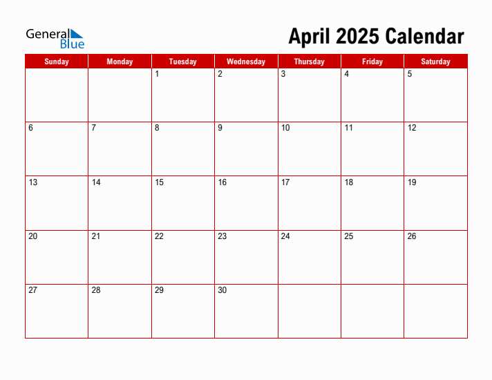 calendar april 2025 template