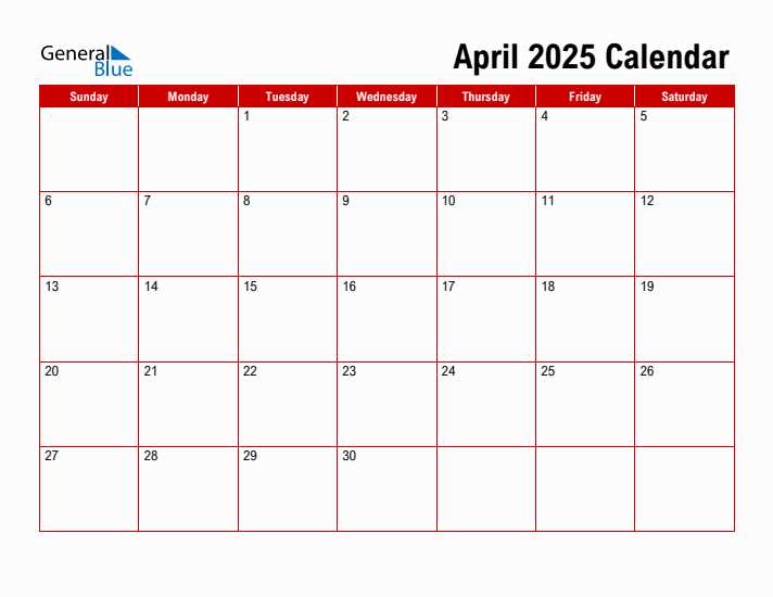 calendar april 2026 template