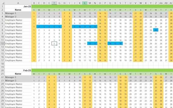 employee holiday calendar template