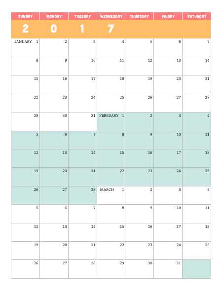 calendar template quarterly