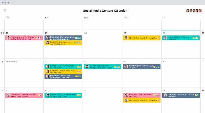 template social media content calendar