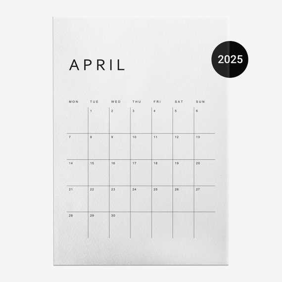 numbers calendar template 2025