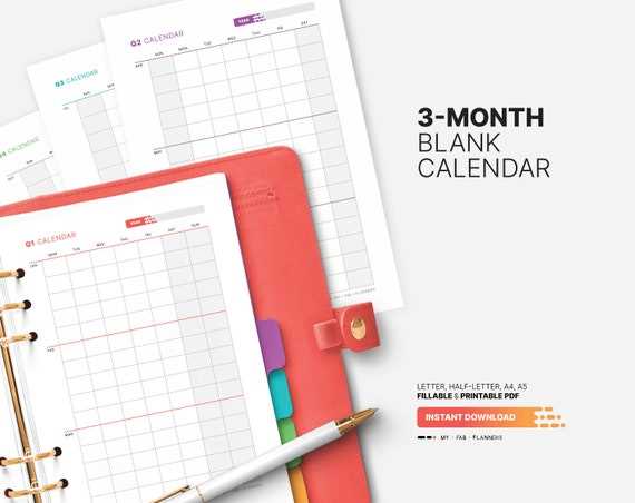 3 month blank calendar template