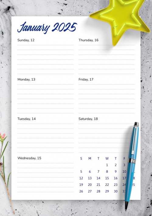 weekly calendar template 2026