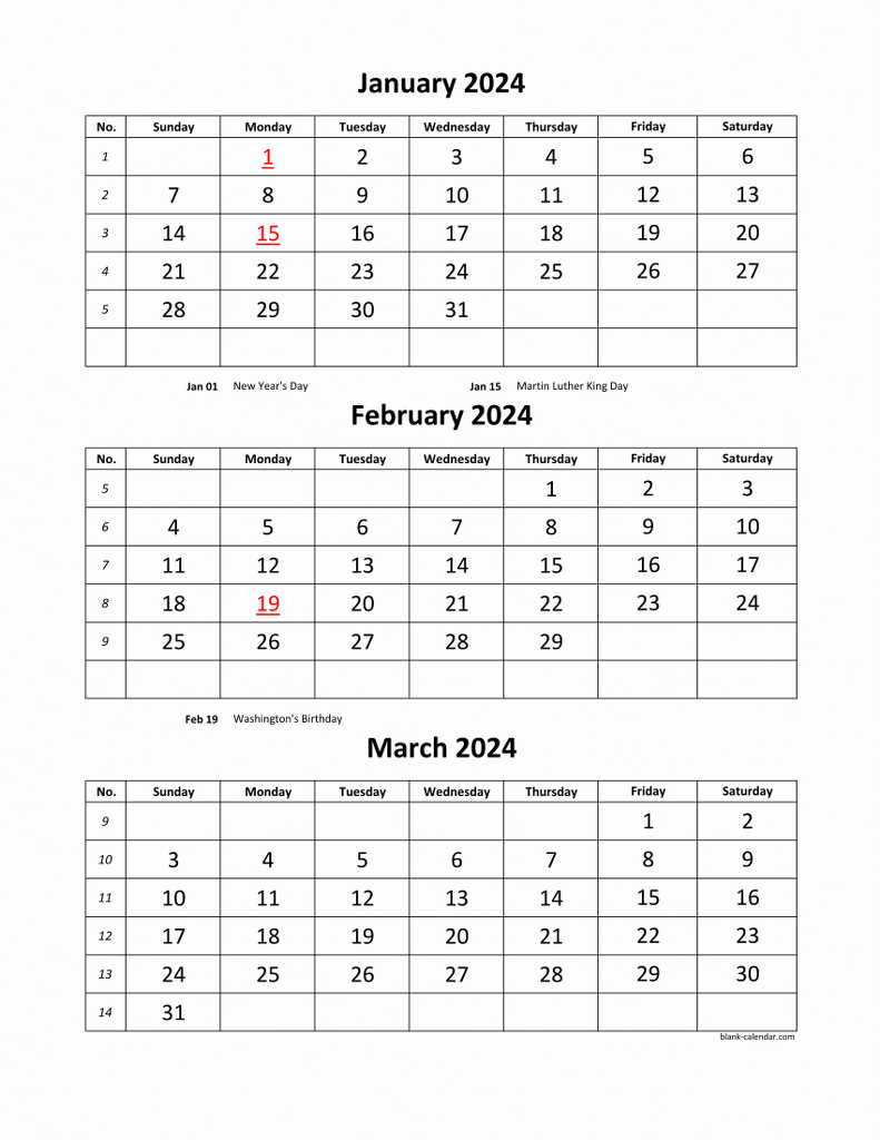 blank 4 month calendar template