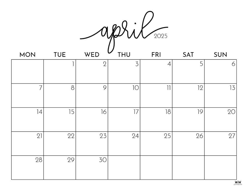 calendar april 2025 template