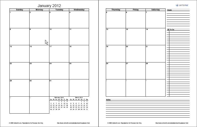 work planning calendar template