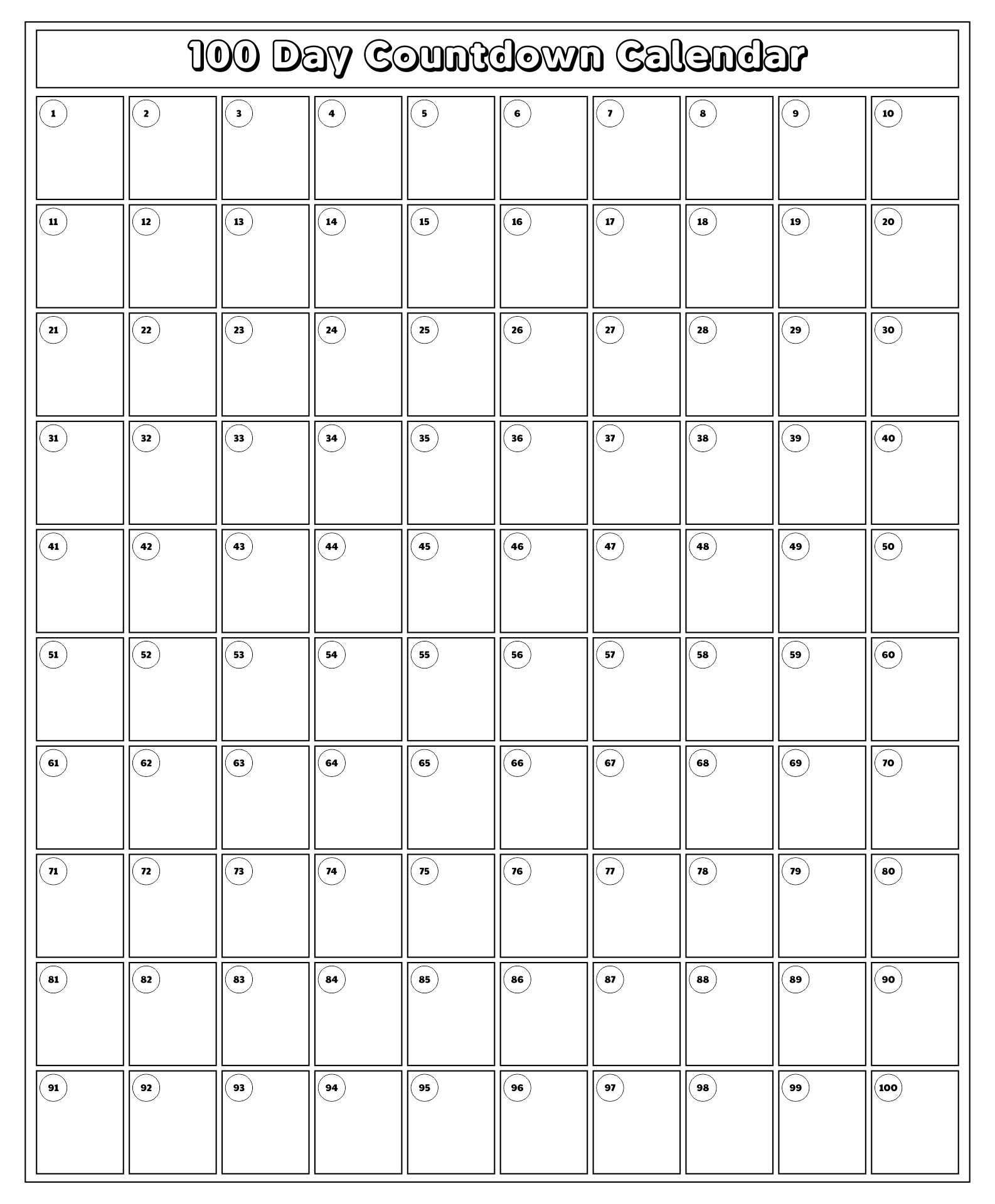 printable countdown calendar template