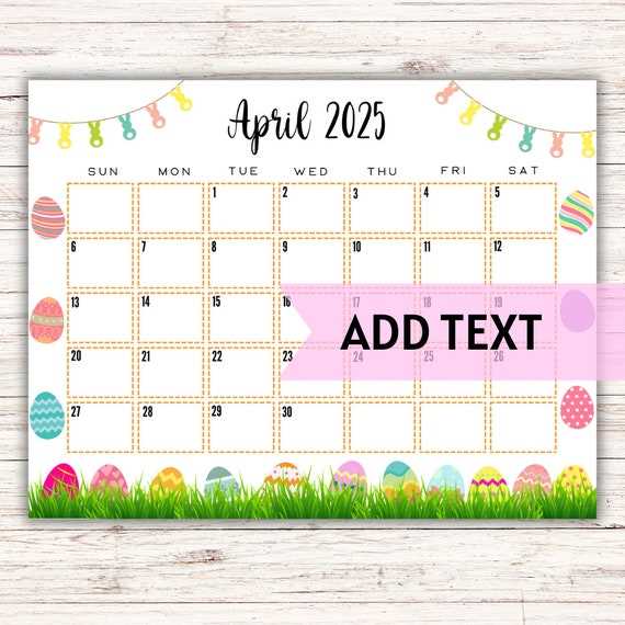 calendar template april 2025 editable