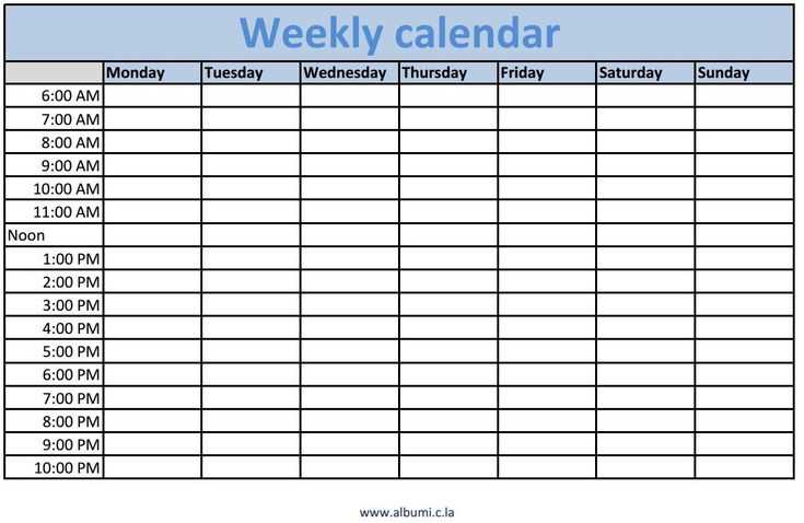 day and time calendar template