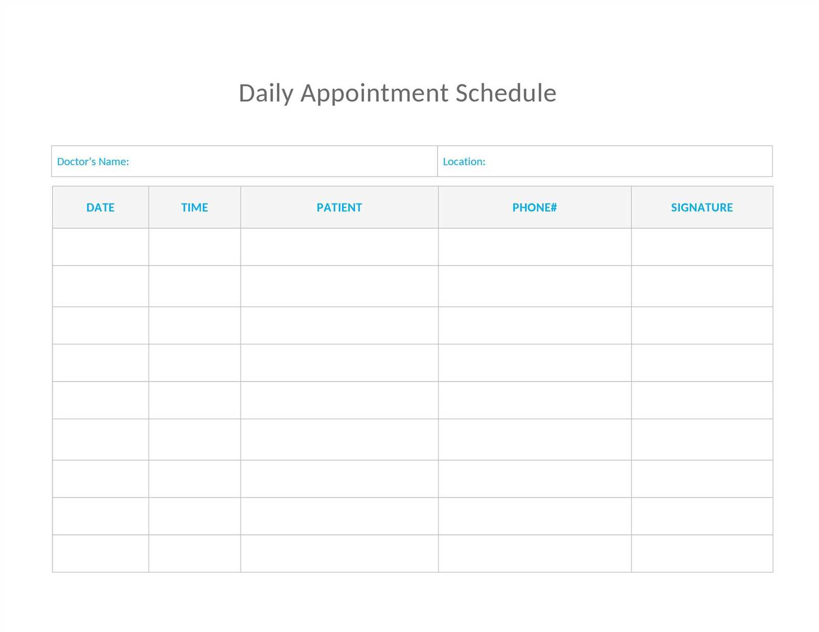 doctor appointment calendar template