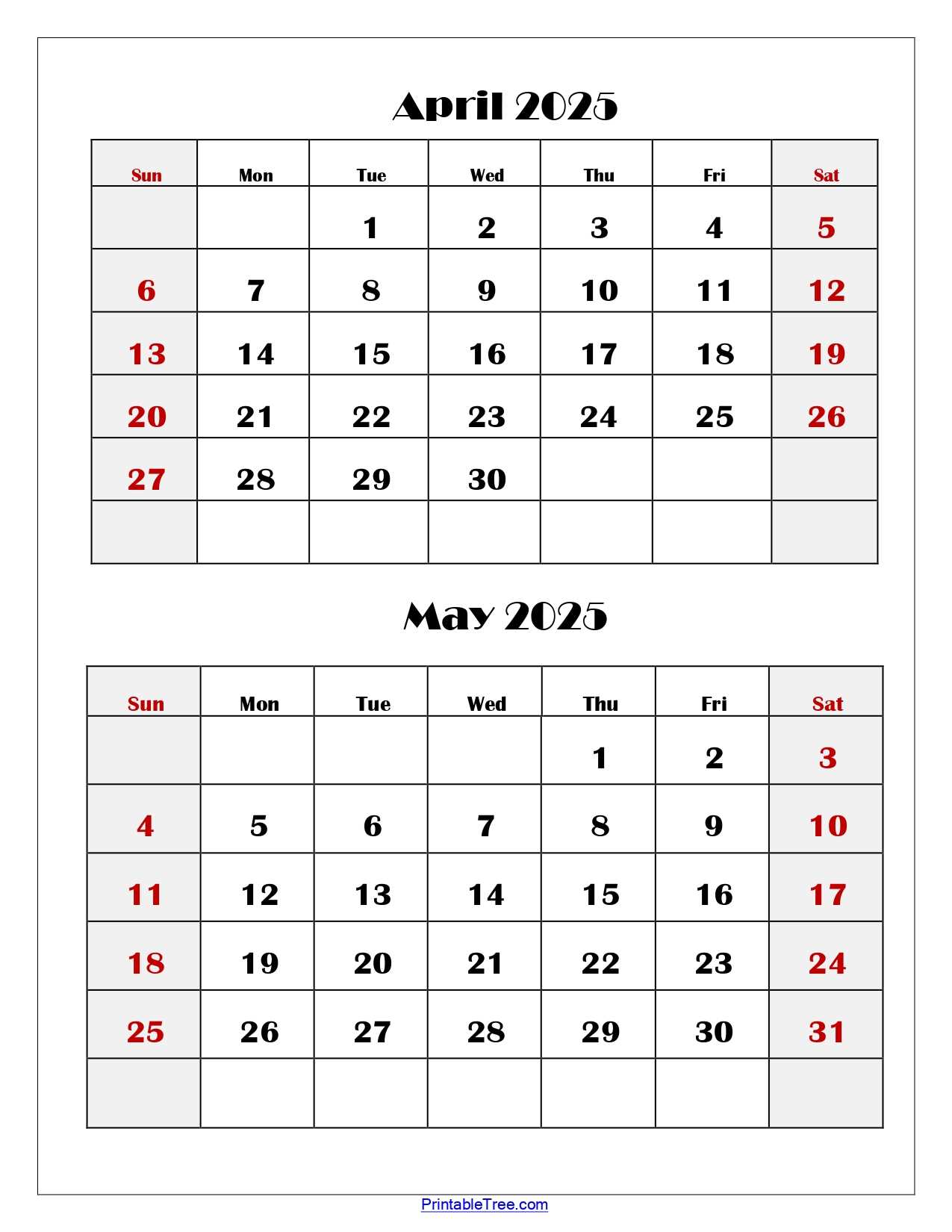 calendar template april 2026 printable