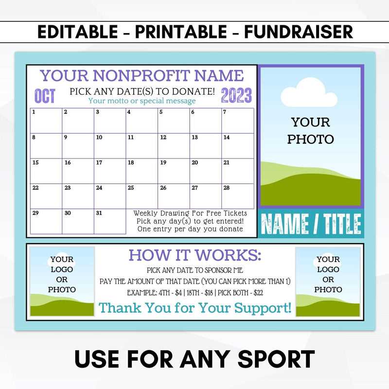 lottery calendar fundraiser template