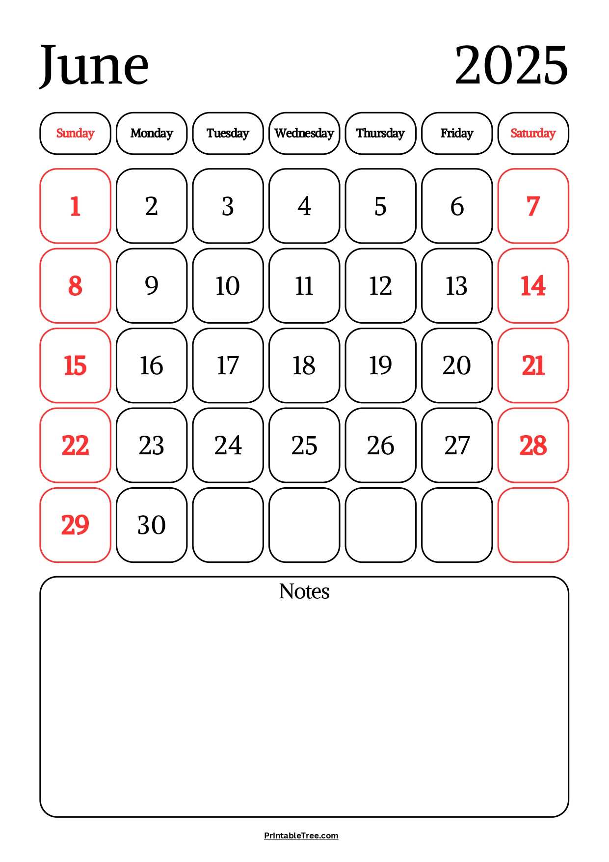 calendar template june 2026 printable