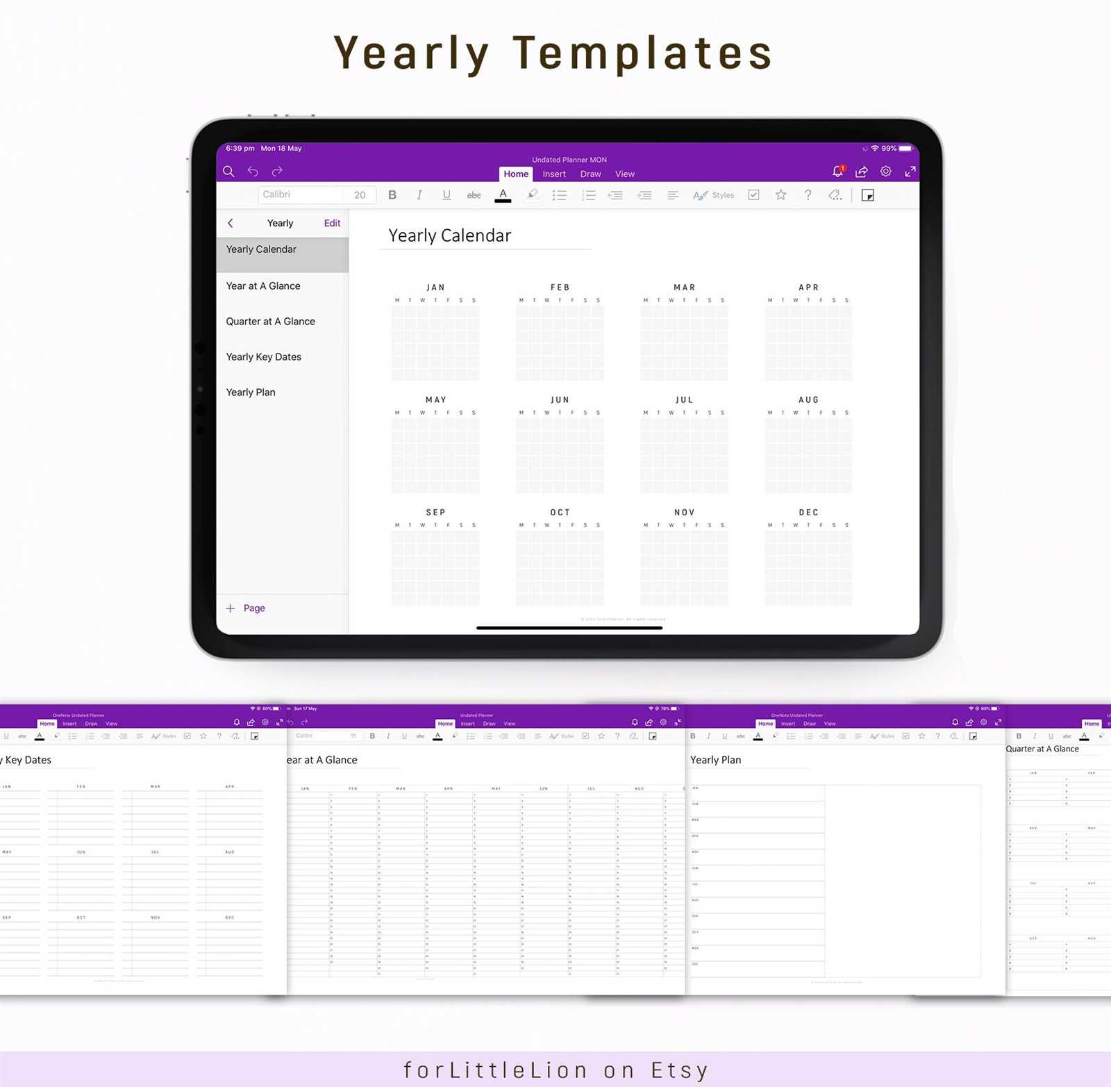 onenote calendar templates