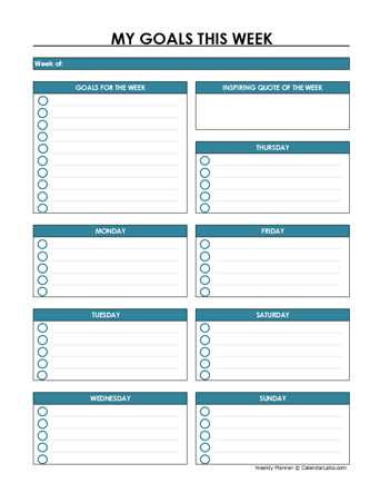 weekly calendar template free download