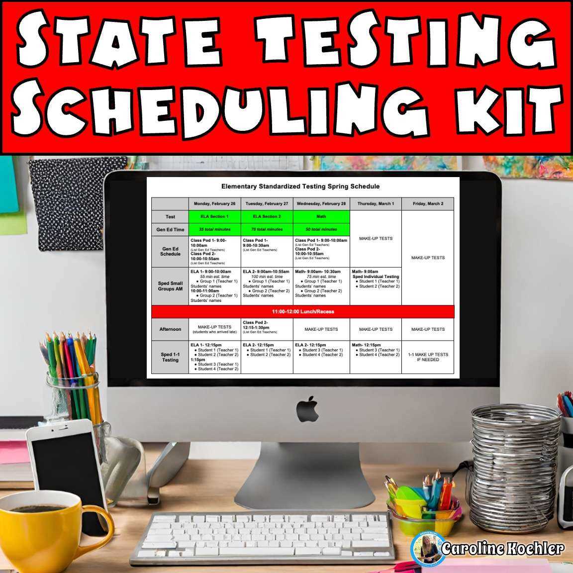 test calendar template