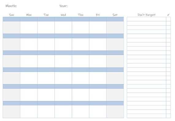 empty week calendar template