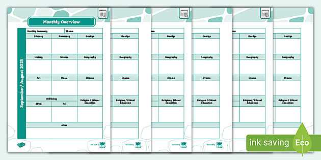teacher monthly calendar template