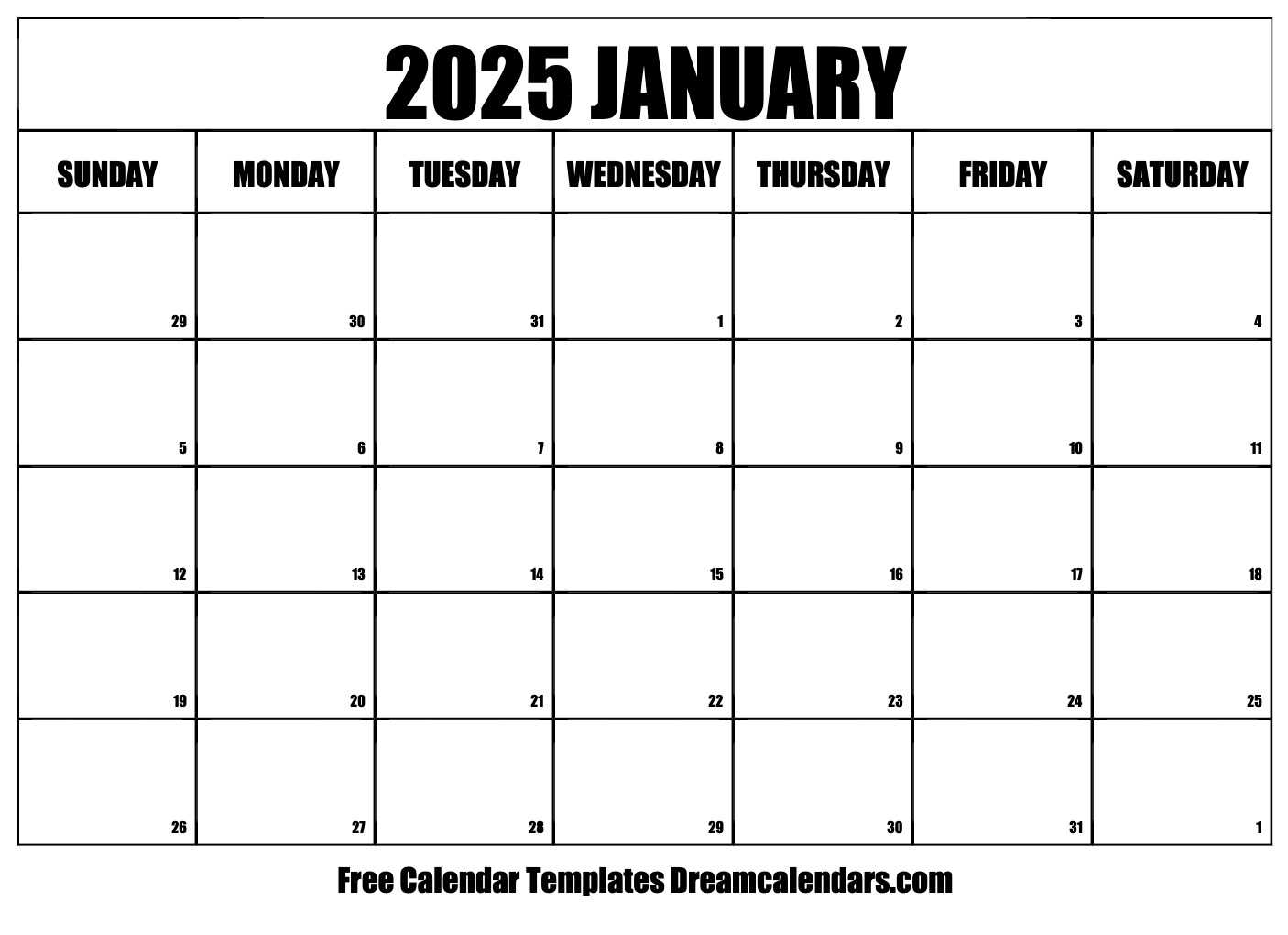 free 2025 printable calendar template