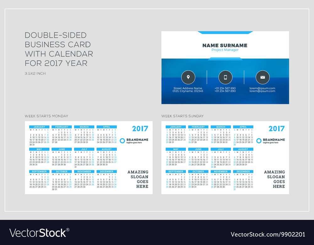 calendar business card template