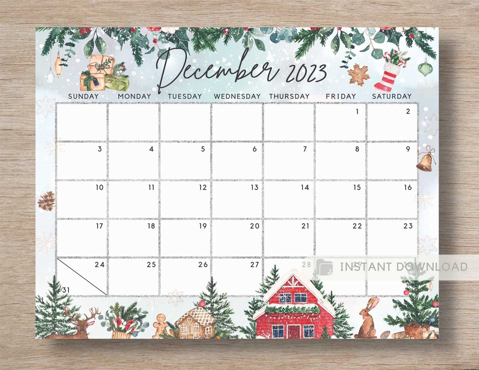 editable christmas calendar template