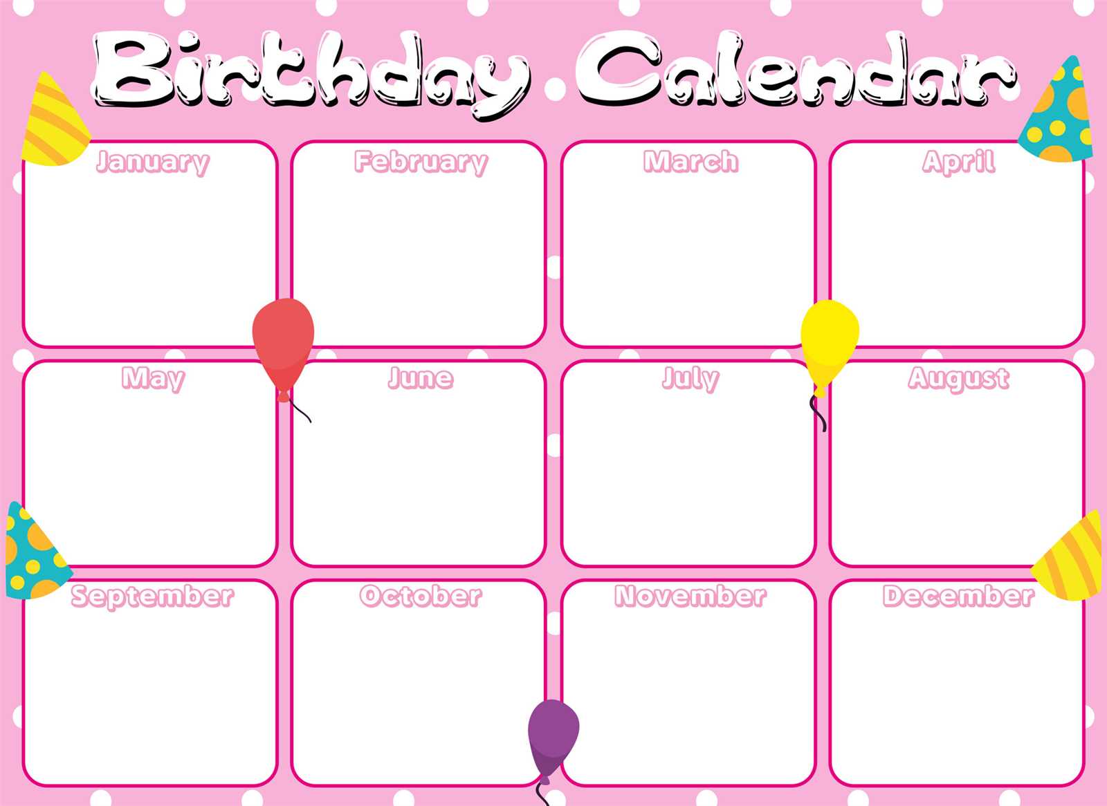 printable employee birthday calendar template