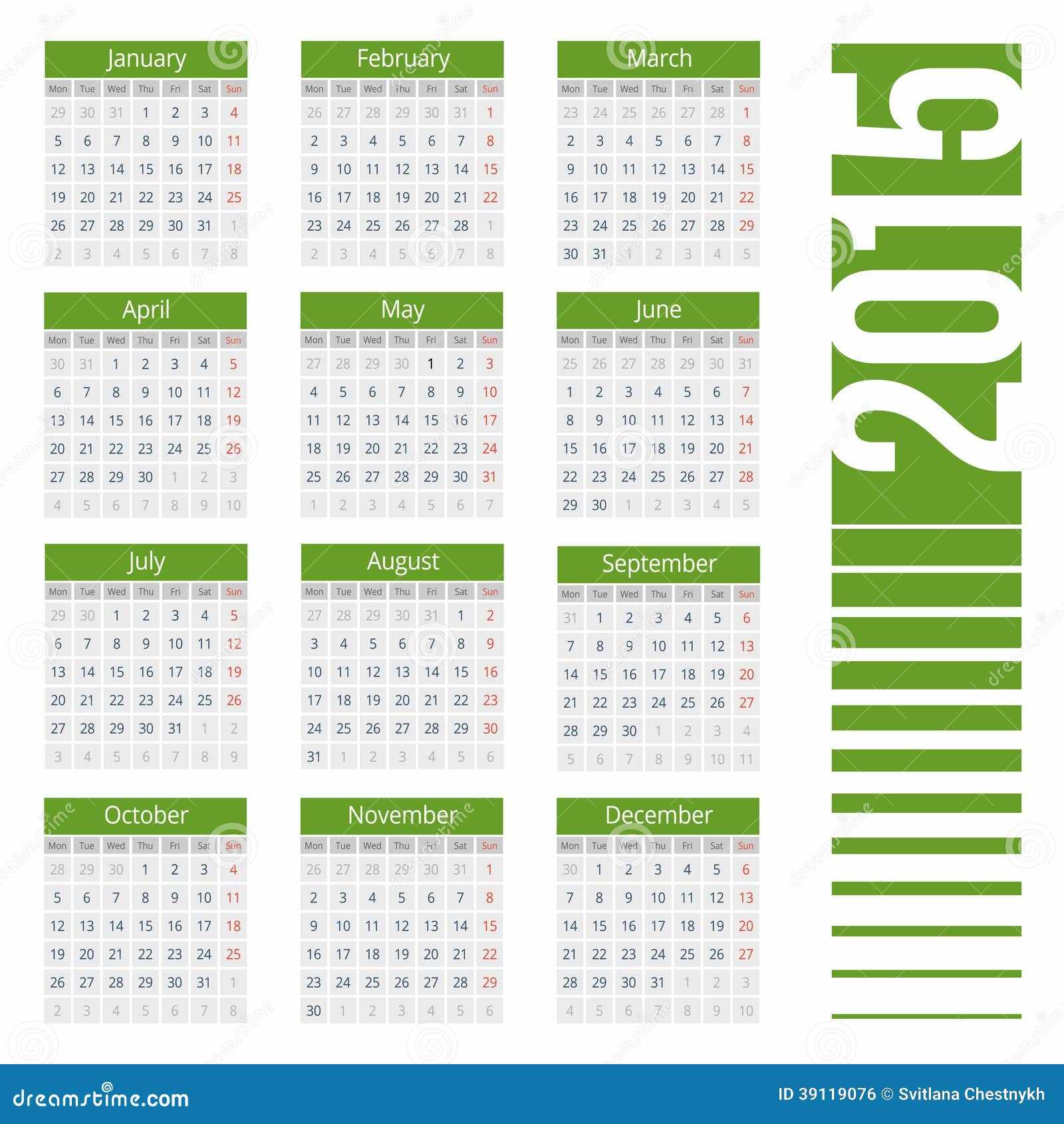 european calendar template